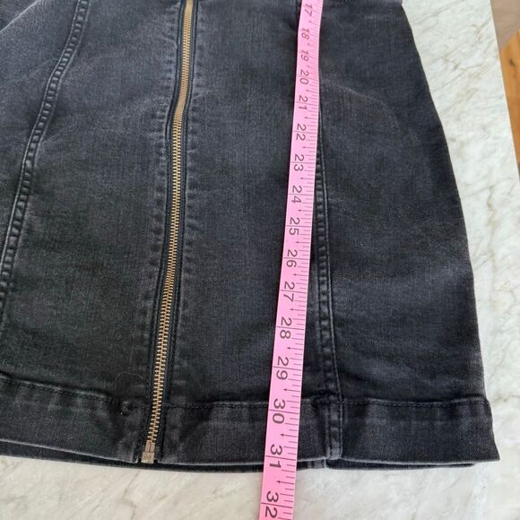 Free People front zip black denim dress overalls size 8 stretch - Picture 7 of 7